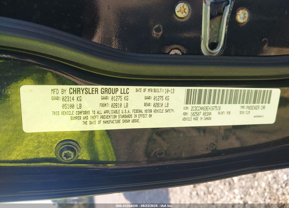 2014 CHRYSLER 300 VIN: 2C3CCAAG9EH167518