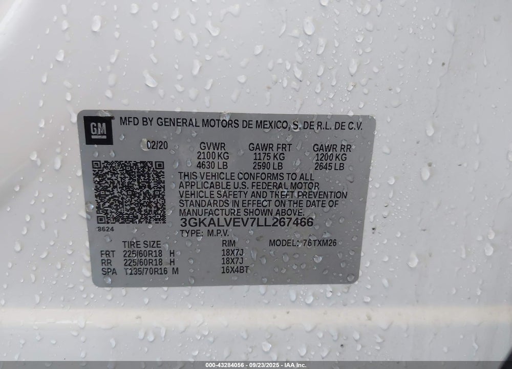 2020 GMC TERRAIN AWD SLT VIN: 3GKALVEV7LL267466