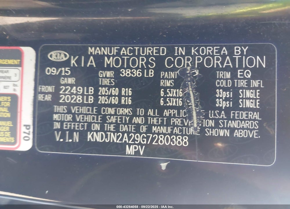 2016 KIA SOUL VIN: KNDJN2A29G7280388