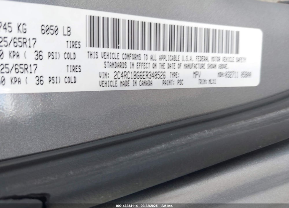2014 CHRYSLER TOWN & COUNTRY VIN: 2C4RC1BG6ER348526