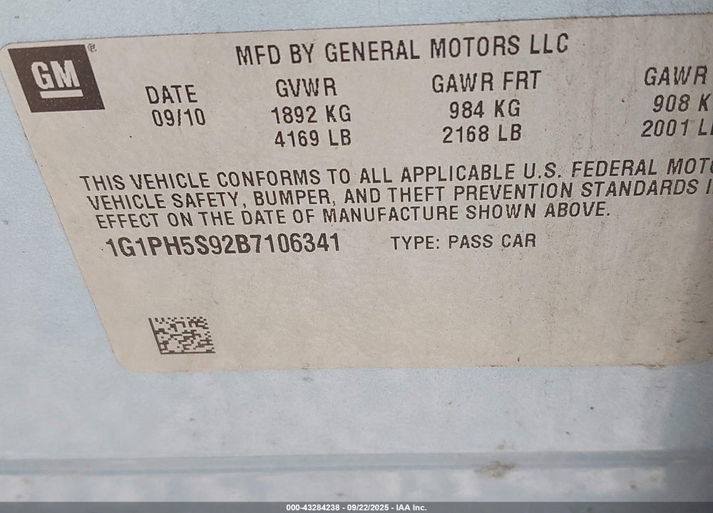 2011 CHEVROLET CRUZE LTZ VIN: 1G1PH5S92B7106341
