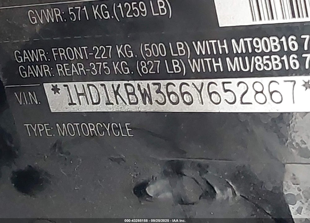 2006 HARLEY-DAVIDSON FLHXI CALIFORNIA VIN: 1HD1KBW366Y652867
