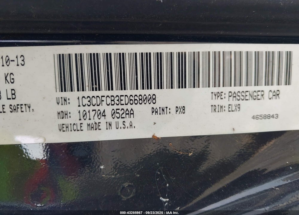 2014 DODGE DART LIMITED VIN: 1C3CDFCB3ED668008