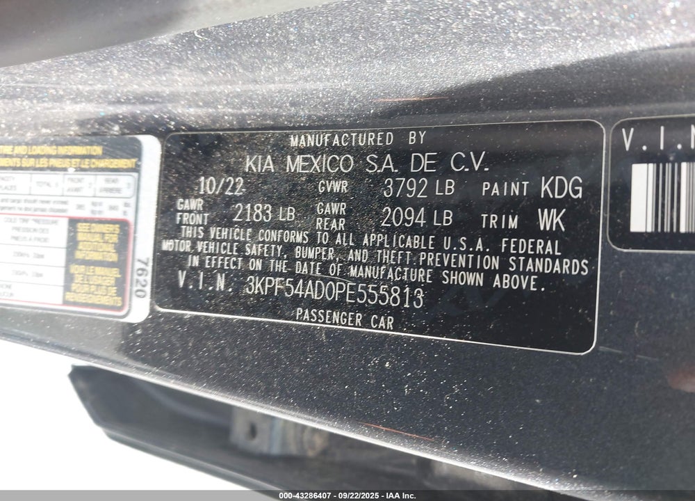2023 KIA FORTE VIN: 3KPF54AD0PE555813