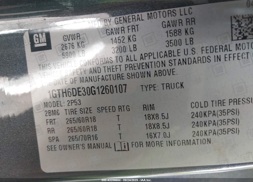 2016 GMC CANYON VIN: 1GTH6DE30G1260107