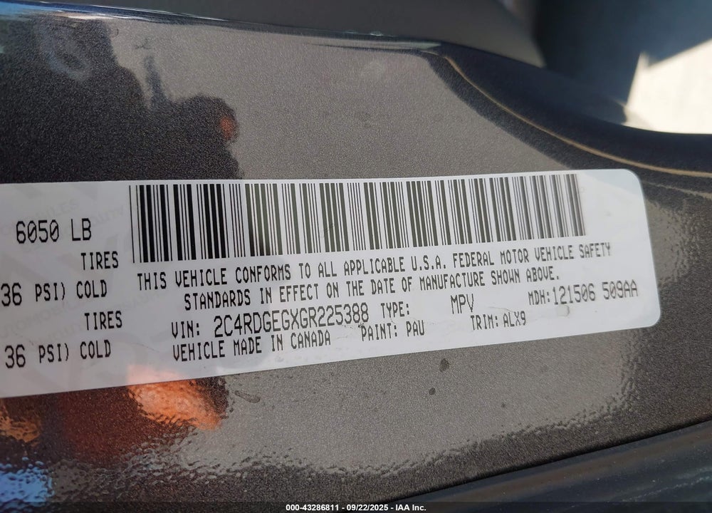 2016 DODGE GRAND CARAVAN R/T VIN: 2C4RDGEGXGR225388