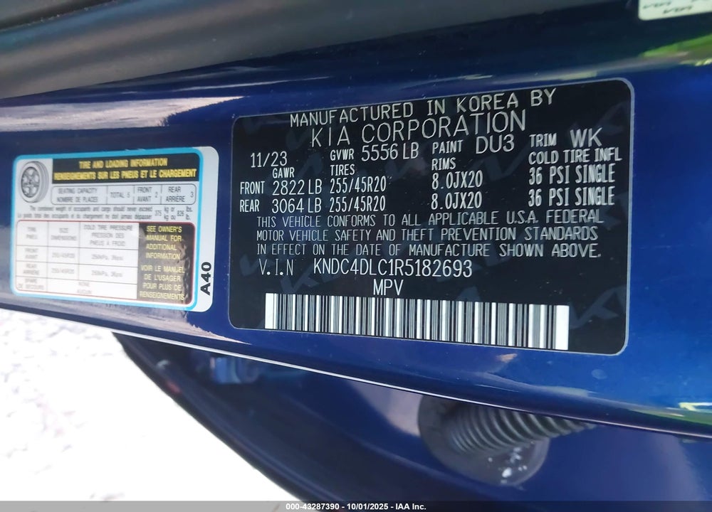 2024 KIA EV6 VIN: KNDC4DLC1R5182693