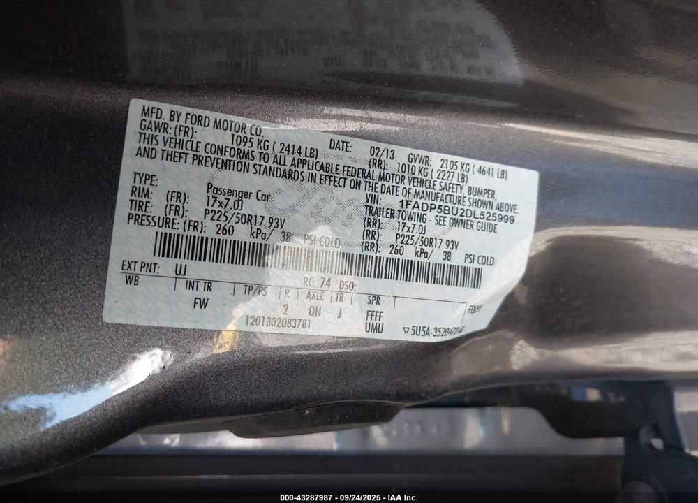 2013 FORD C-MAX VIN: 1FADP5BU2DL525999