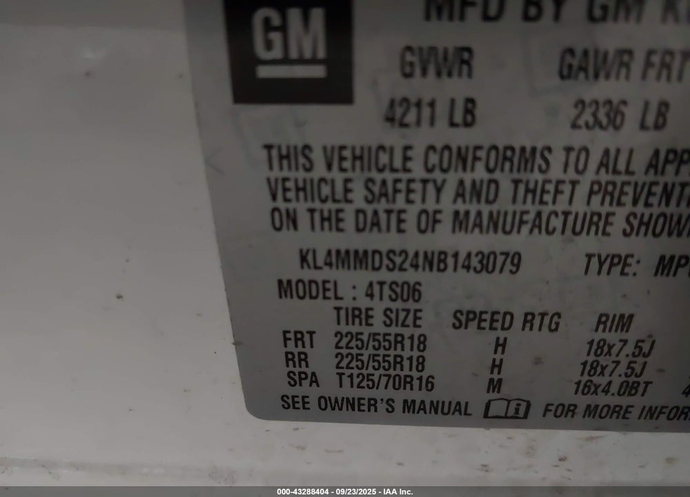 2022 BUICK ENCORE GX FWD SELECT VIN: KL4MMDS24NB143079