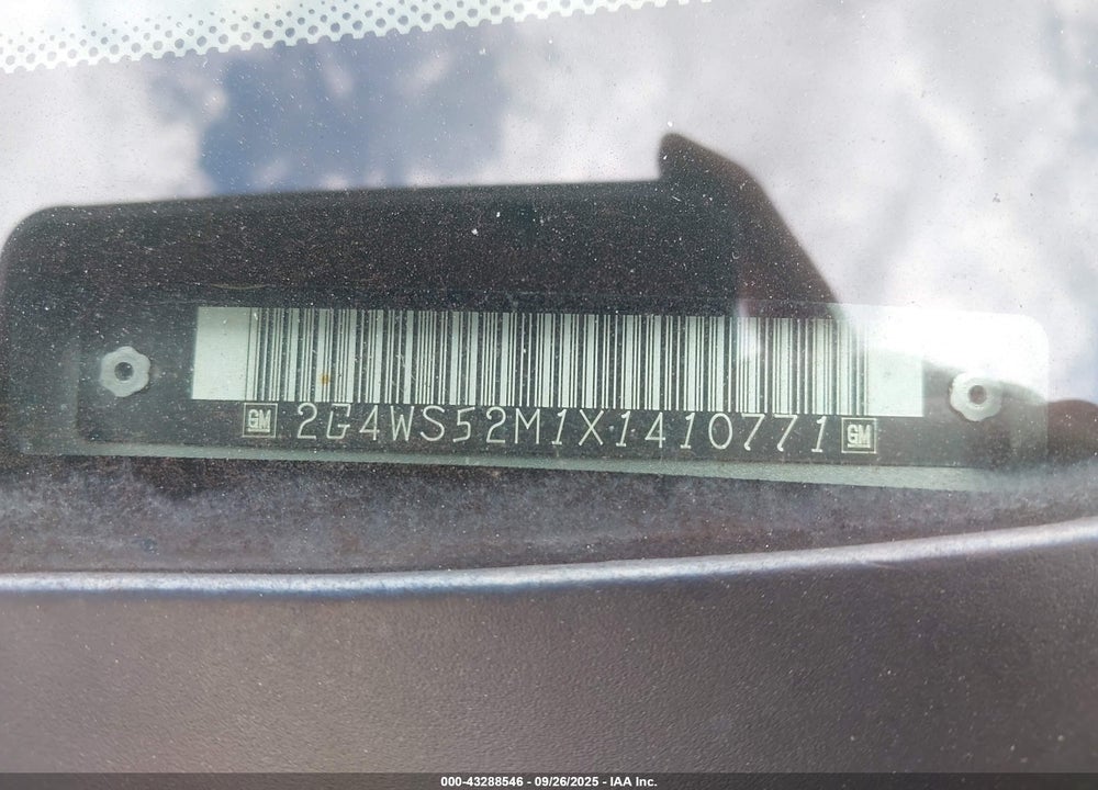 1999 BUICK CENTURY CUSTOM VIN: 2G4WS52M1X1410771