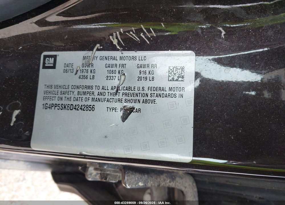 2013 BUICK VERANO VIN: 1G4PP5SK6D4242856