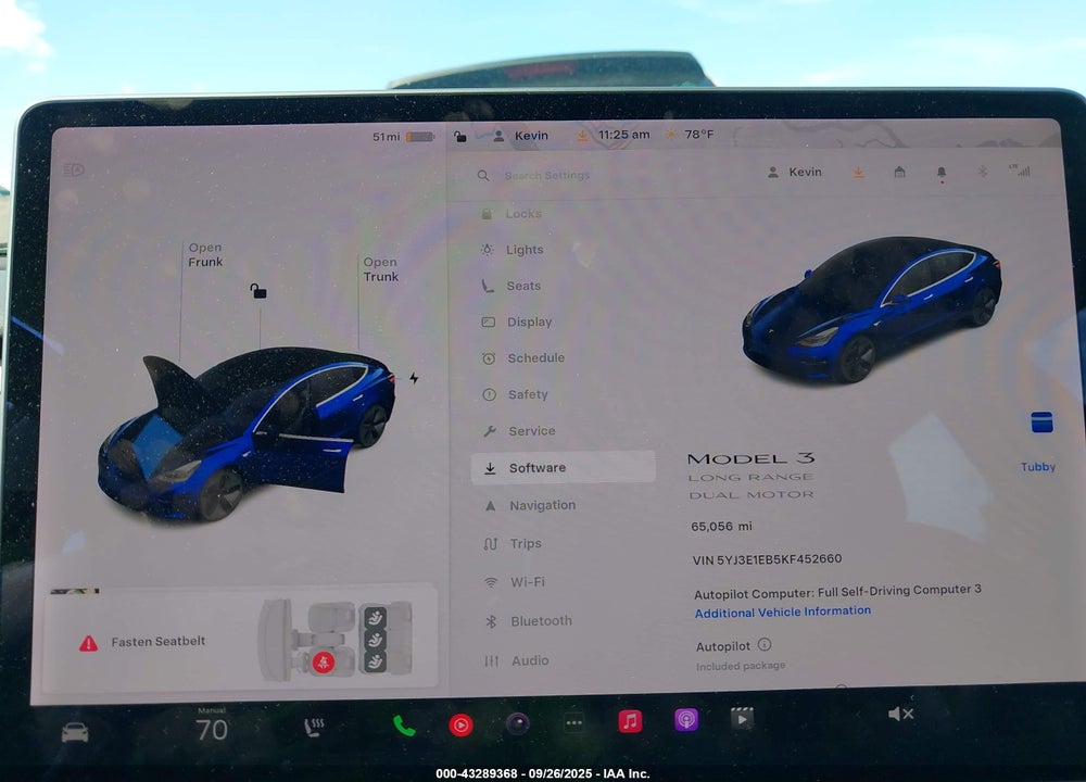 2019 TESLA MODEL 3 VIN: 5YJ3E1EB5KF452660