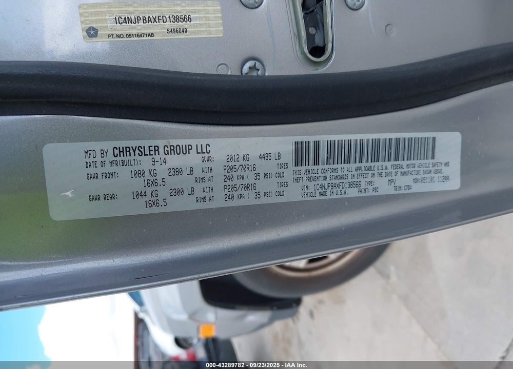 2015 JEEP PATRIOT SPORT VIN: 1C4NJPBAXFD138566