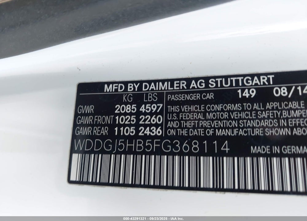 2015 MERCEDES-BENZ C 350 SPORT VIN: WDDGJ5HB5FG368114