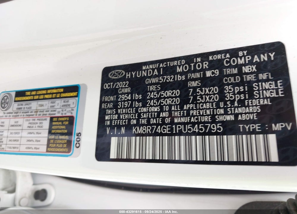 2023 HYUNDAI PALISADE CALLIGRAPHY VIN: KM8R74GE1PU545795