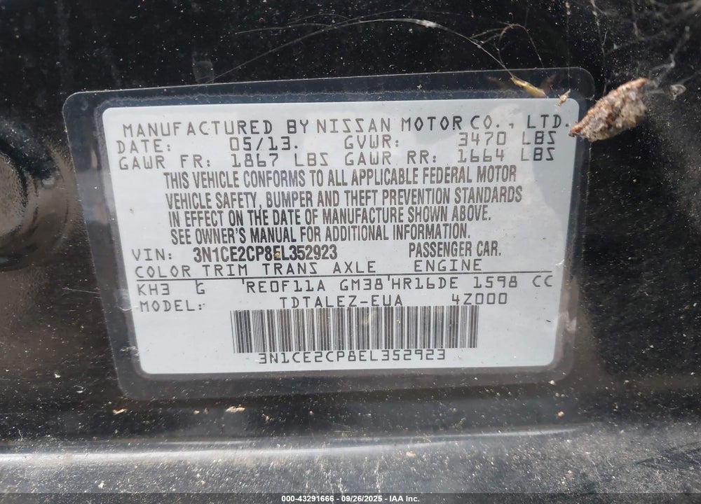 2014 NISSAN VERSA NOTE SV VIN: 3N1CE2CP8EL352923