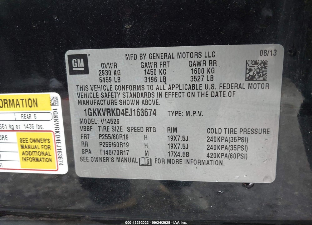 2014 GMC ACADIA VIN: 1GKKVRKD4EJ163674