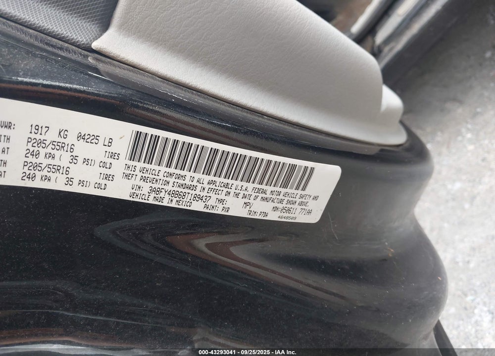 2008 CHRYSLER PT CRUISER LX VIN: 3A8FY48B68T189437