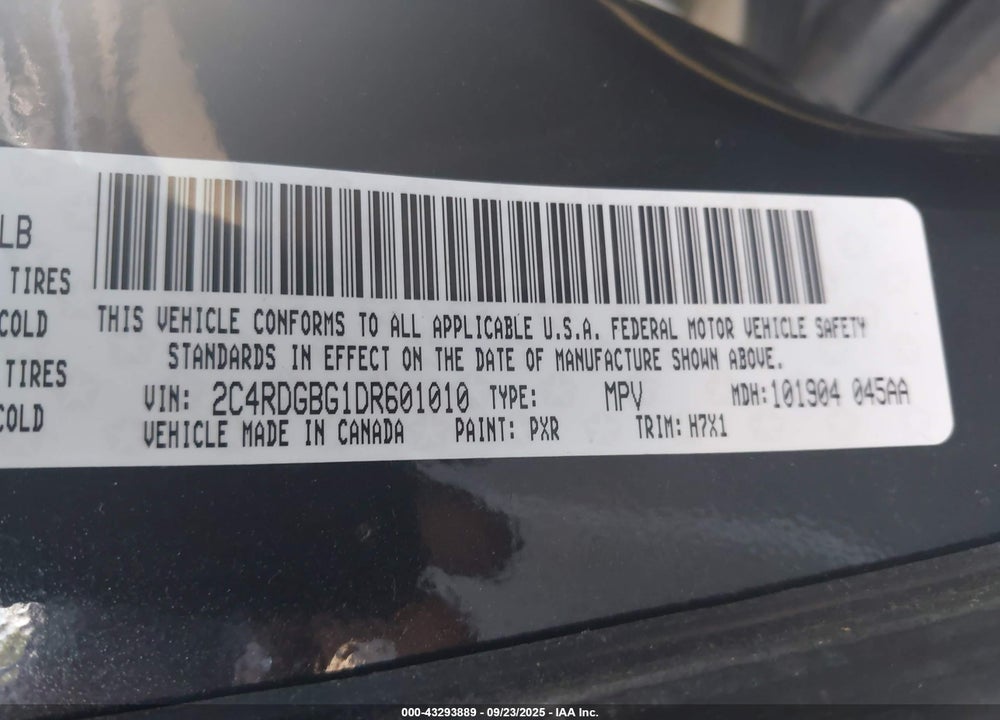 2013 DODGE GRAND CARAVAN SE VIN: 2C4RDGBG1DR601010