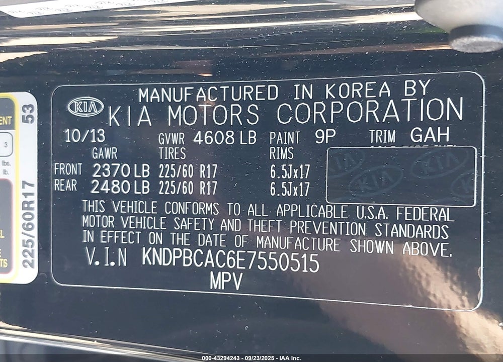 2014 KIA SPORTAGE LX VIN: KNDPBCAC6E7550515