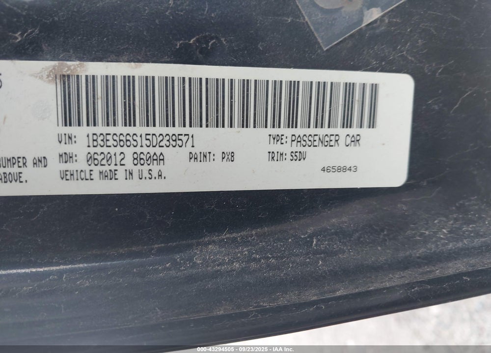 2005 DODGE SRT4 VIN: 1B3ES66S15D239571