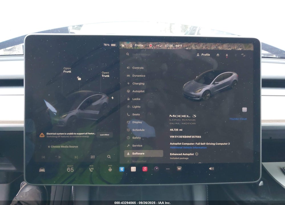 2022 TESLA MODEL 3 LONG RANGE DUAL MOTOR ALL-WHEEL DRIVE VIN: 5YJ3E1EB6NF357593