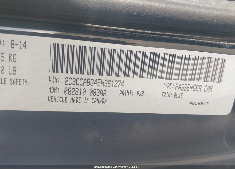 2014 CHRYSLER 300 VIN: 2C3CCABG4EH361274