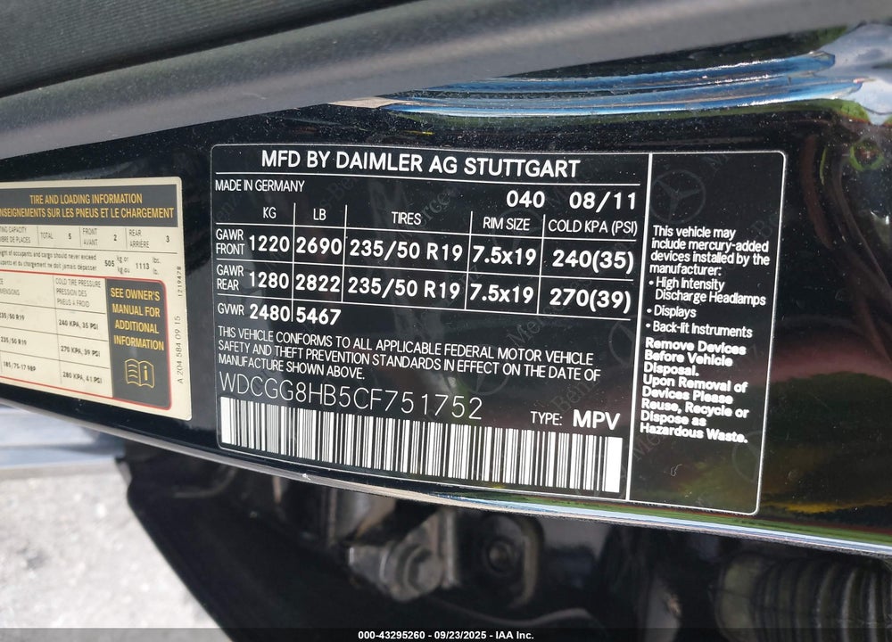 2012 MERCEDES-BENZ GLK 350 4MATIC VIN: WDCGG8HB5CF751752