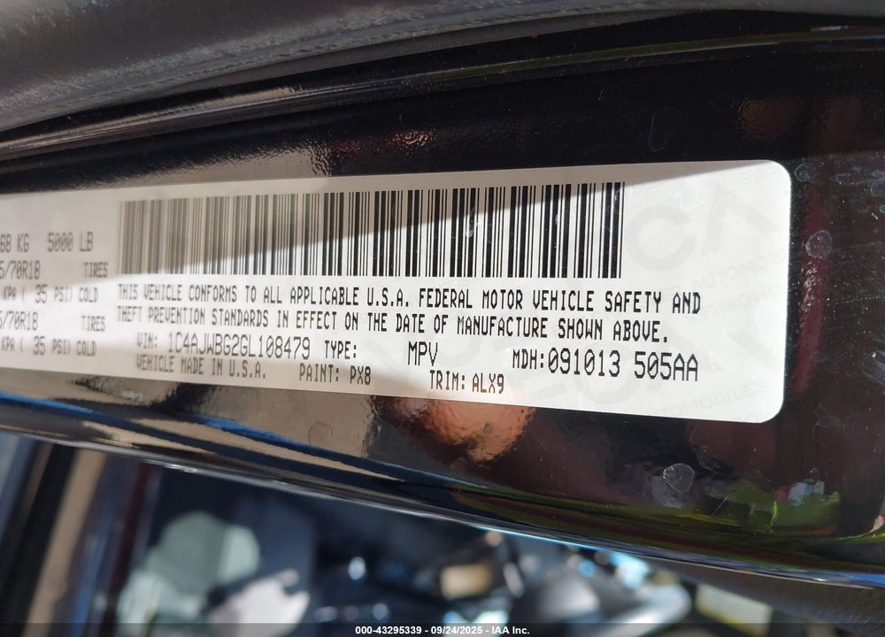 2016 JEEP WRANGLER / VIN: 1C4AJWBG2GL108479