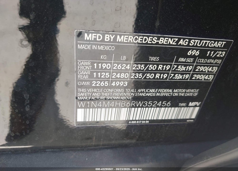 2024 MERCEDES-BENZ GLB 250 4MATIC VIN: W1N4M4HB6RW352456