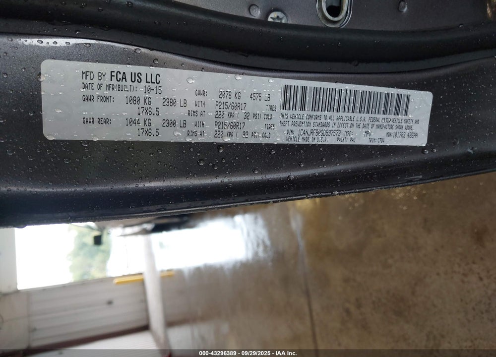 2016 JEEP PATRIOT LATITUDE VIN: 1C4NJRFB0GD597573