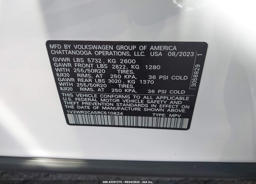 2024 VOLKSWAGEN ATLAS 2.0T SE W/TECHNOLOGY VIN: 1V2WR2CA5RC510824