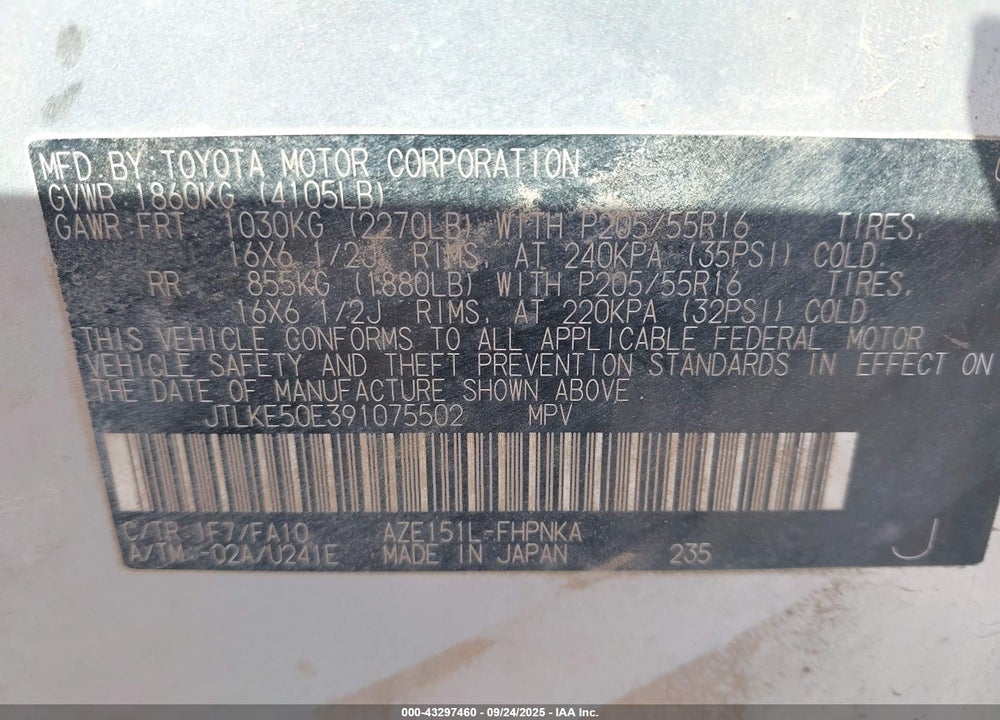 2009 SCION XB VIN: JTLKE50E391075502