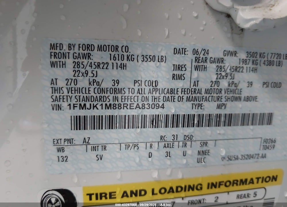 2024 FORD EXPEDITION VIN: 1FMJK1M88REA83094
