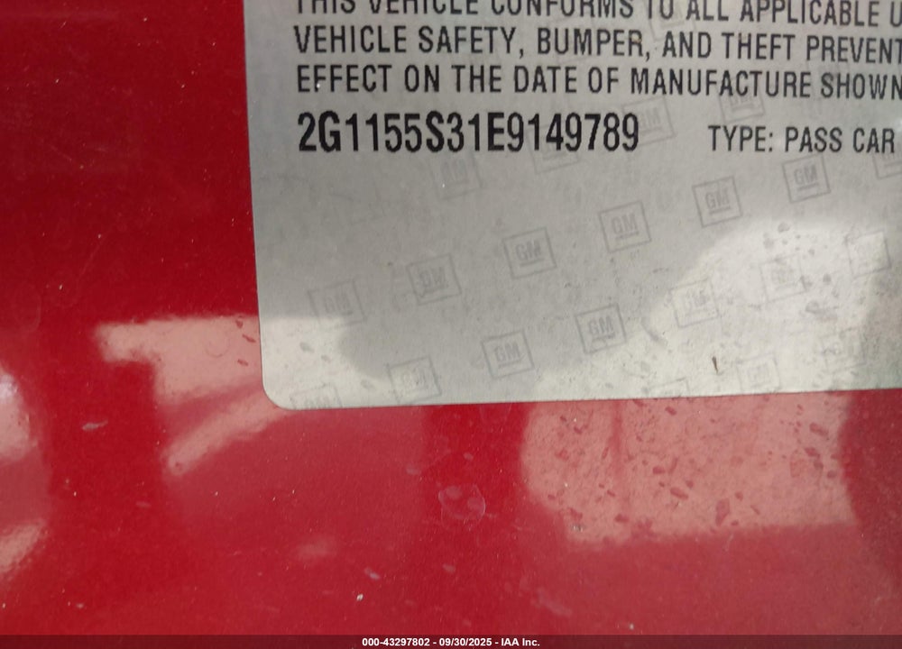2014 CHEVROLET IMPALA VIN: 2G1155S31E9149789