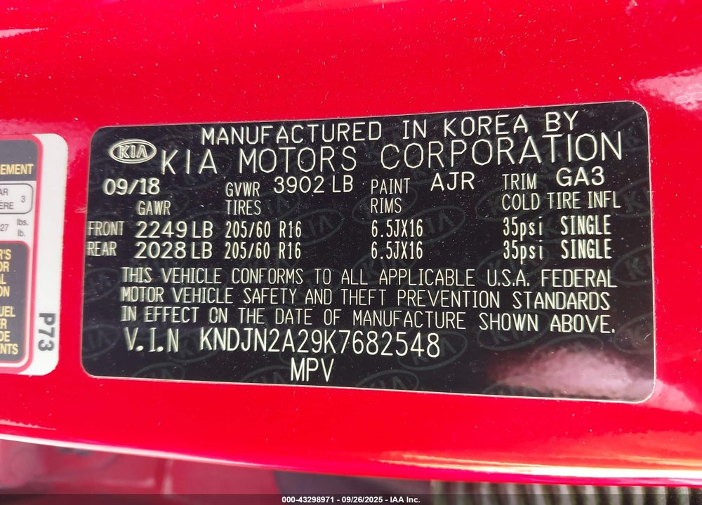 2019 KIA SOUL VIN: KNDJN2A29K7682548