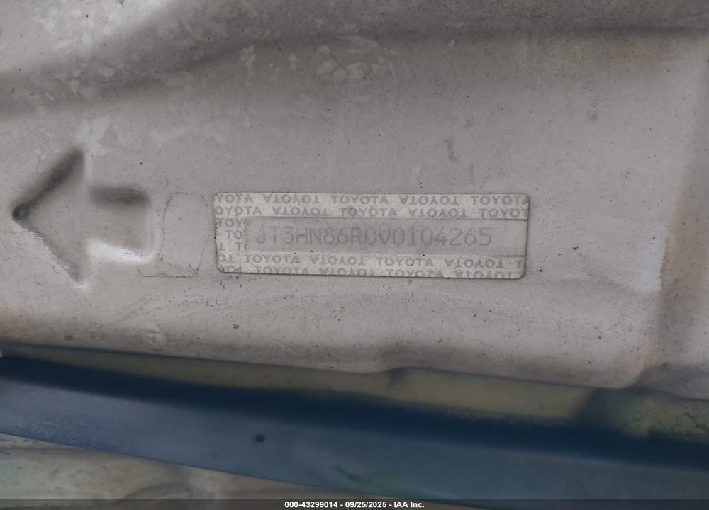 1997 TOYOTA 4RUNNER SR5 V6 VIN: JT3HN86R0V0104265