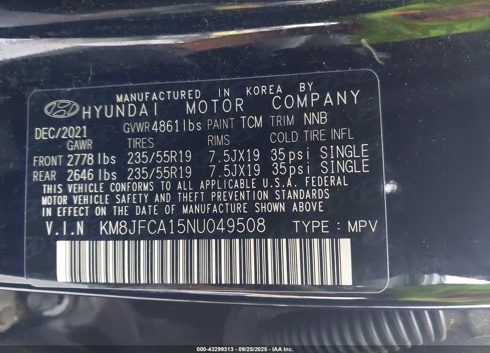 2022 HYUNDAI TUCSON HYBRID SEL CONVENIENCE VIN: KM8JFCA15NU049508