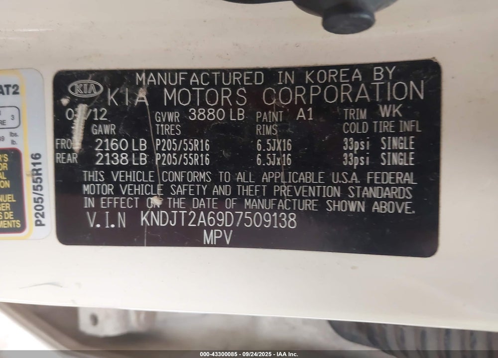 2013 KIA SOUL VIN: KNDJT2A69D7509138