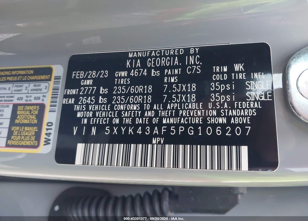 2023 KIA SPORTAGE SX VIN: 5XYK43AF5PG106207
