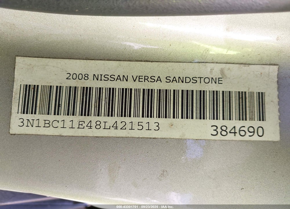 2008 NISSAN VERSA 1.8S VIN: 3N1BC11E48L421513