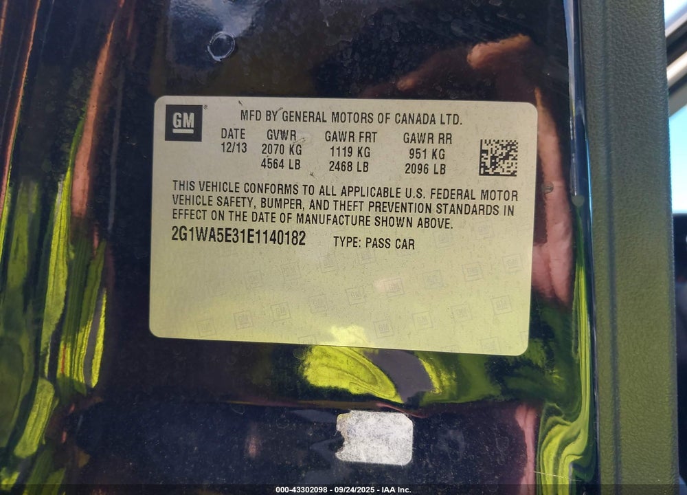 2014 CHEVROLET IMPALA LIMITED VIN: 2G1WA5E31E1140182