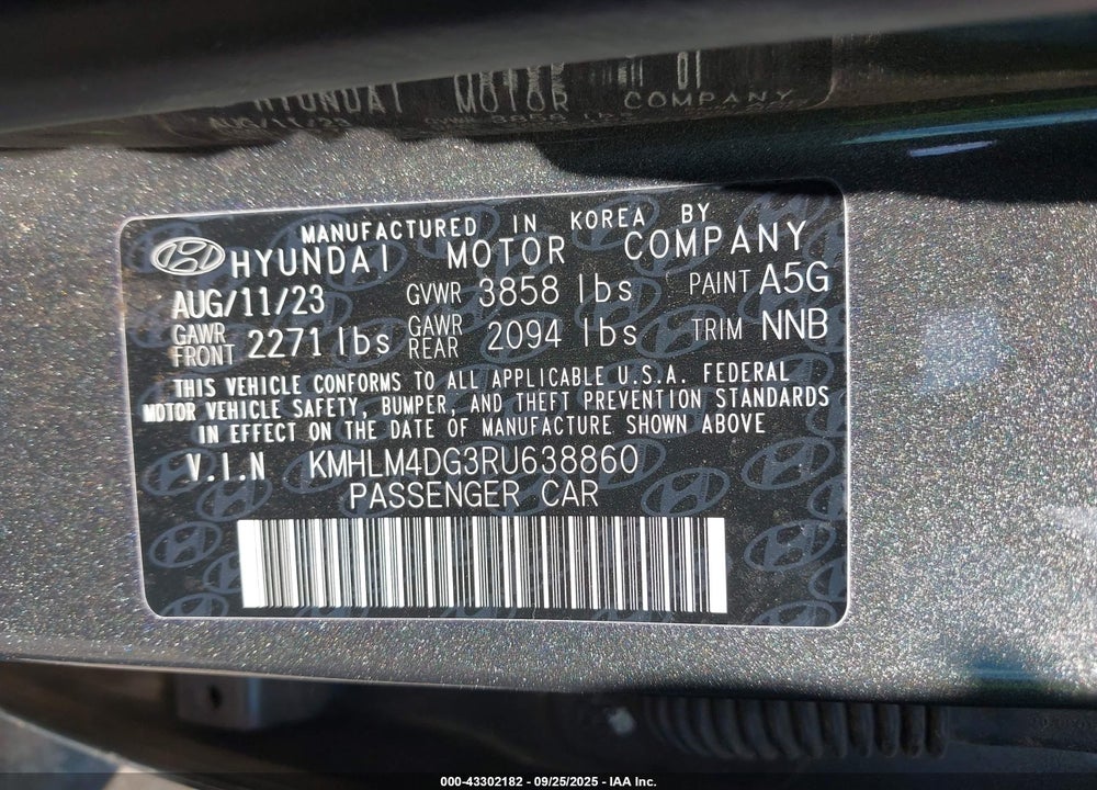 2024 HYUNDAI ELANTRA SEL VIN: KMHLM4DG3RU638860