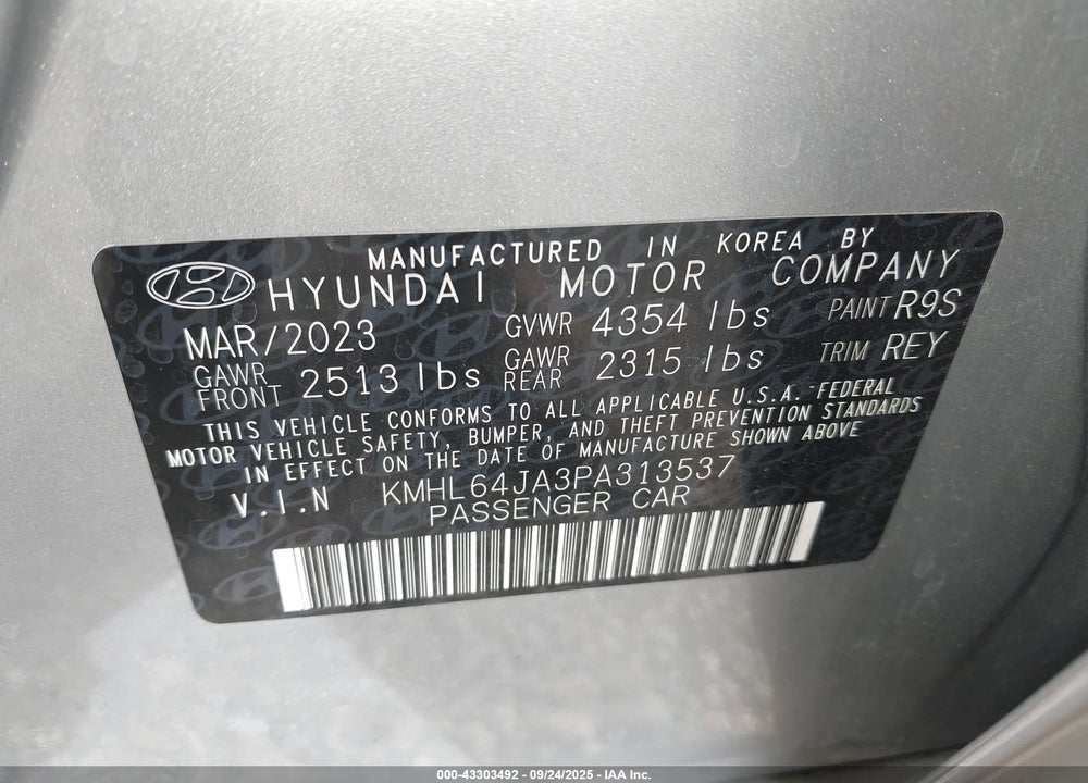 2023 HYUNDAI SONATA VIN: KMHL64JA3PA313537