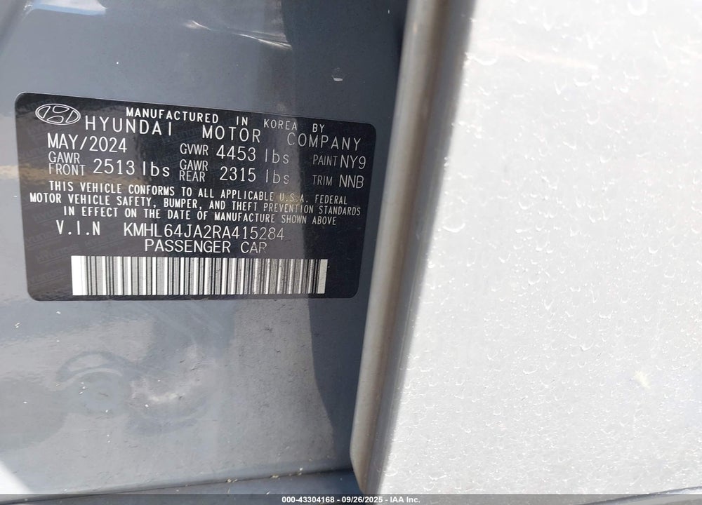 2024 HYUNDAI SONATA SEL VIN: KMHL64JA2RA415284