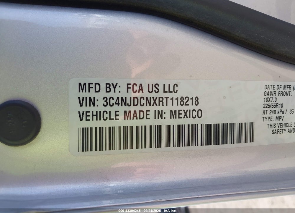 2024 JEEP COMPASS VIN: 3C4NJDCNXRT118218