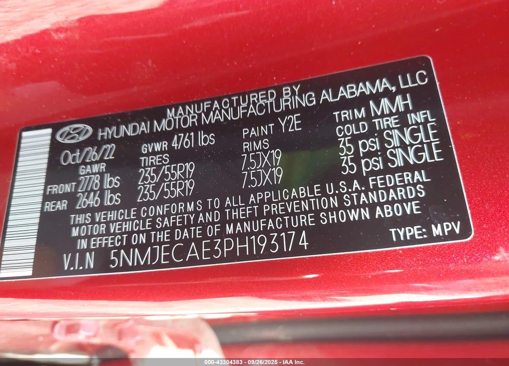 2023 HYUNDAI TUCSON VIN: 5NMJECAE3PH193174