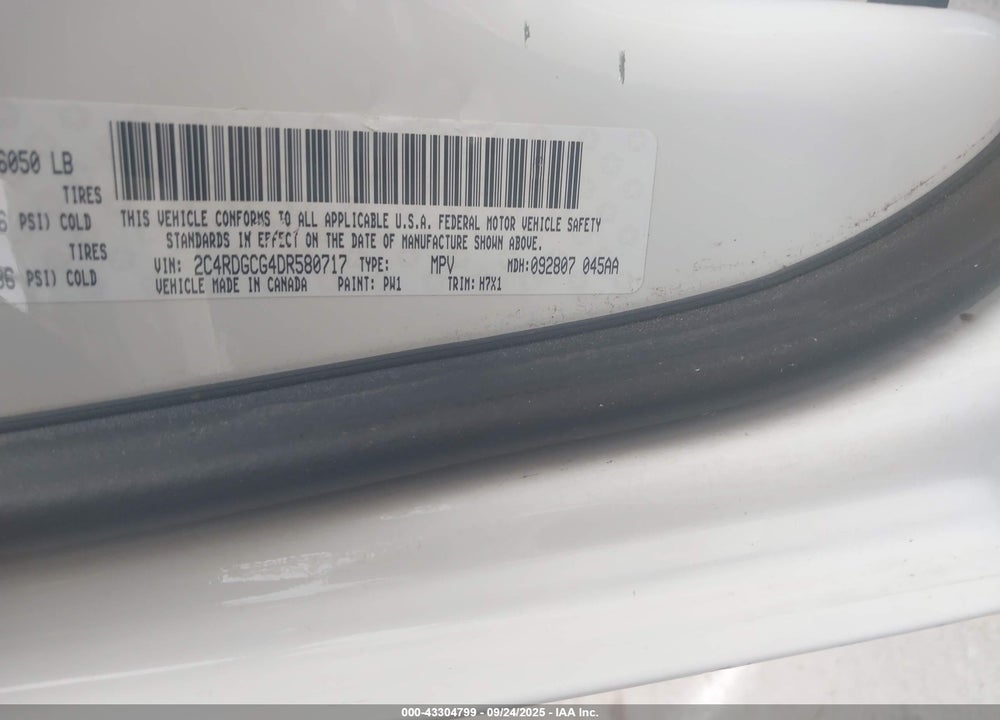 2013 DODGE GRAND CARAVAN SXT VIN: 2C4RDGCG4DR580717