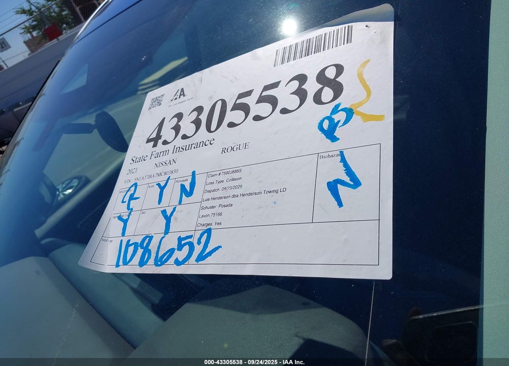 2021 NISSAN ROGUE VIN: 5N1AT3BA7MC803830