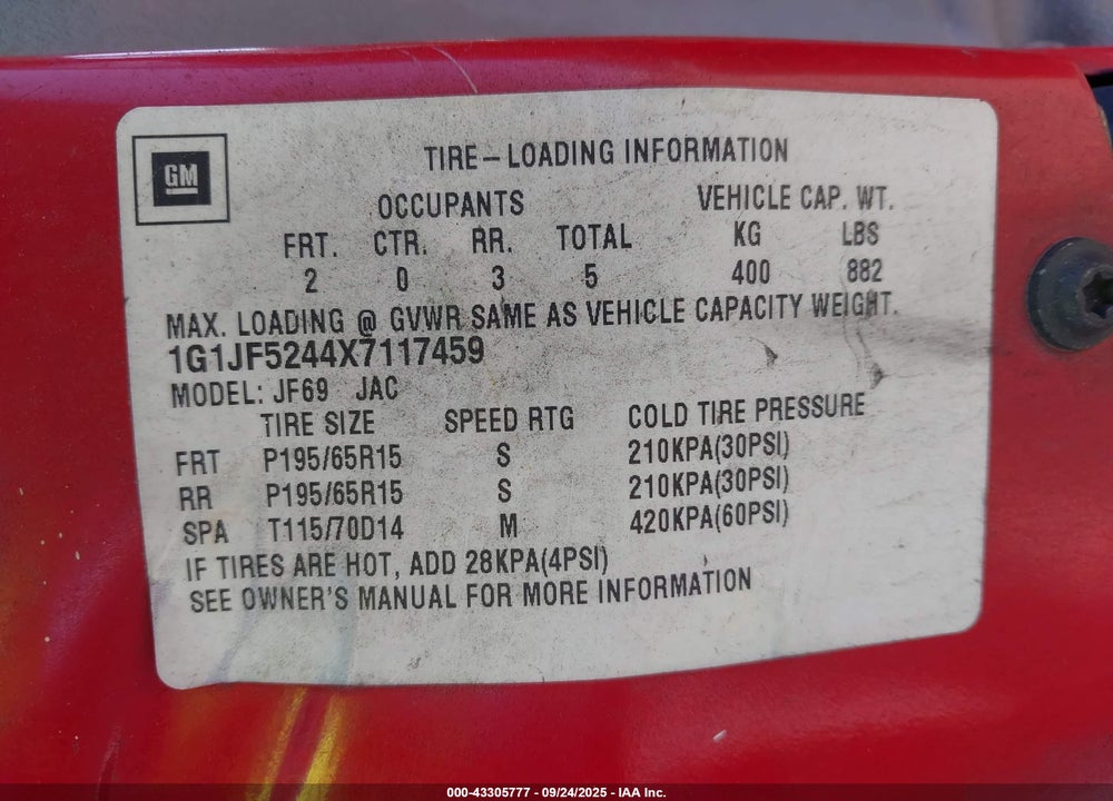 1999 CHEVROLET CAVALIER LS VIN: 1G1JF5244X7117459